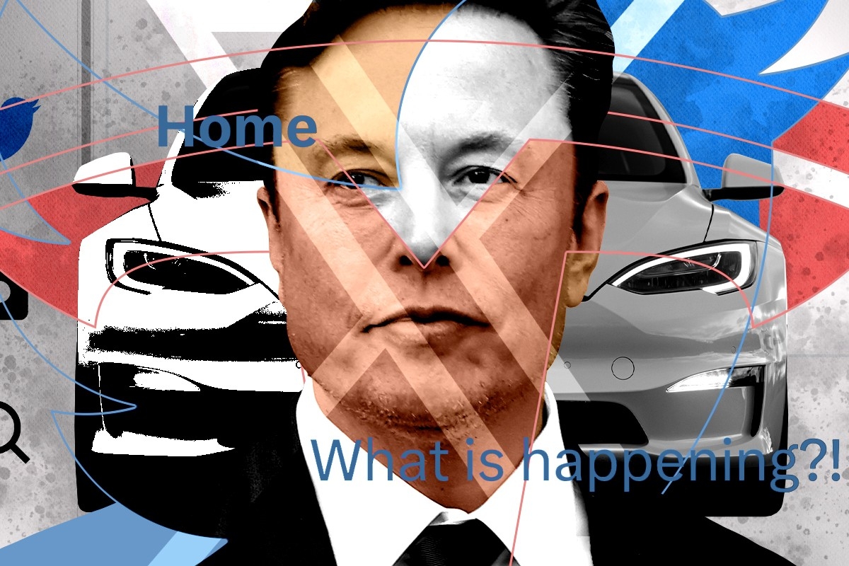 Elon Musk and a Tesla.