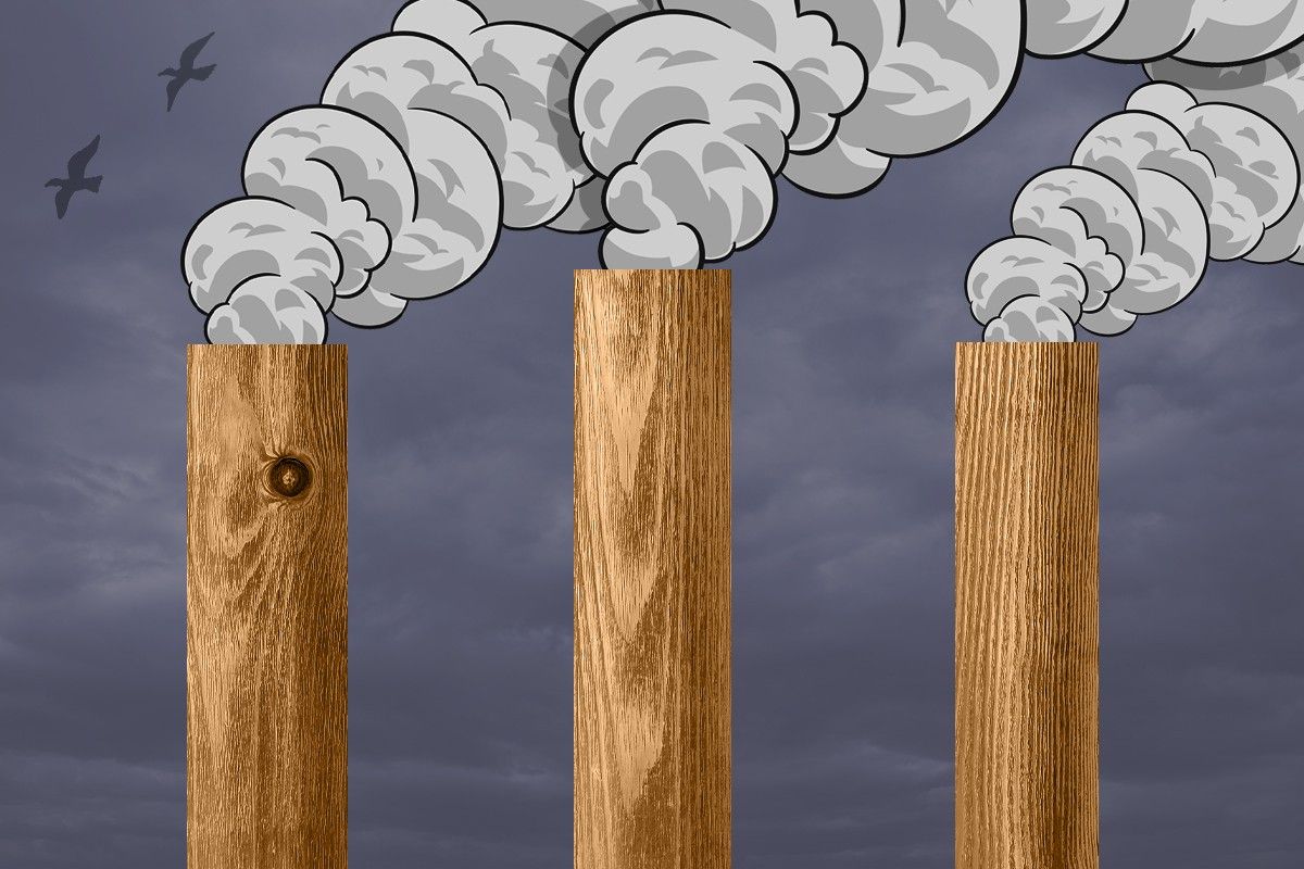 Timber smokestacks.