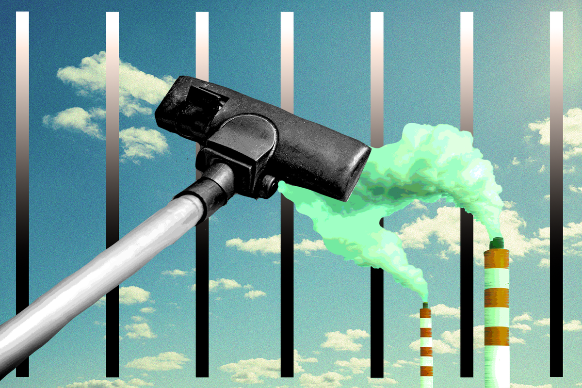 Vacuuming pollution.