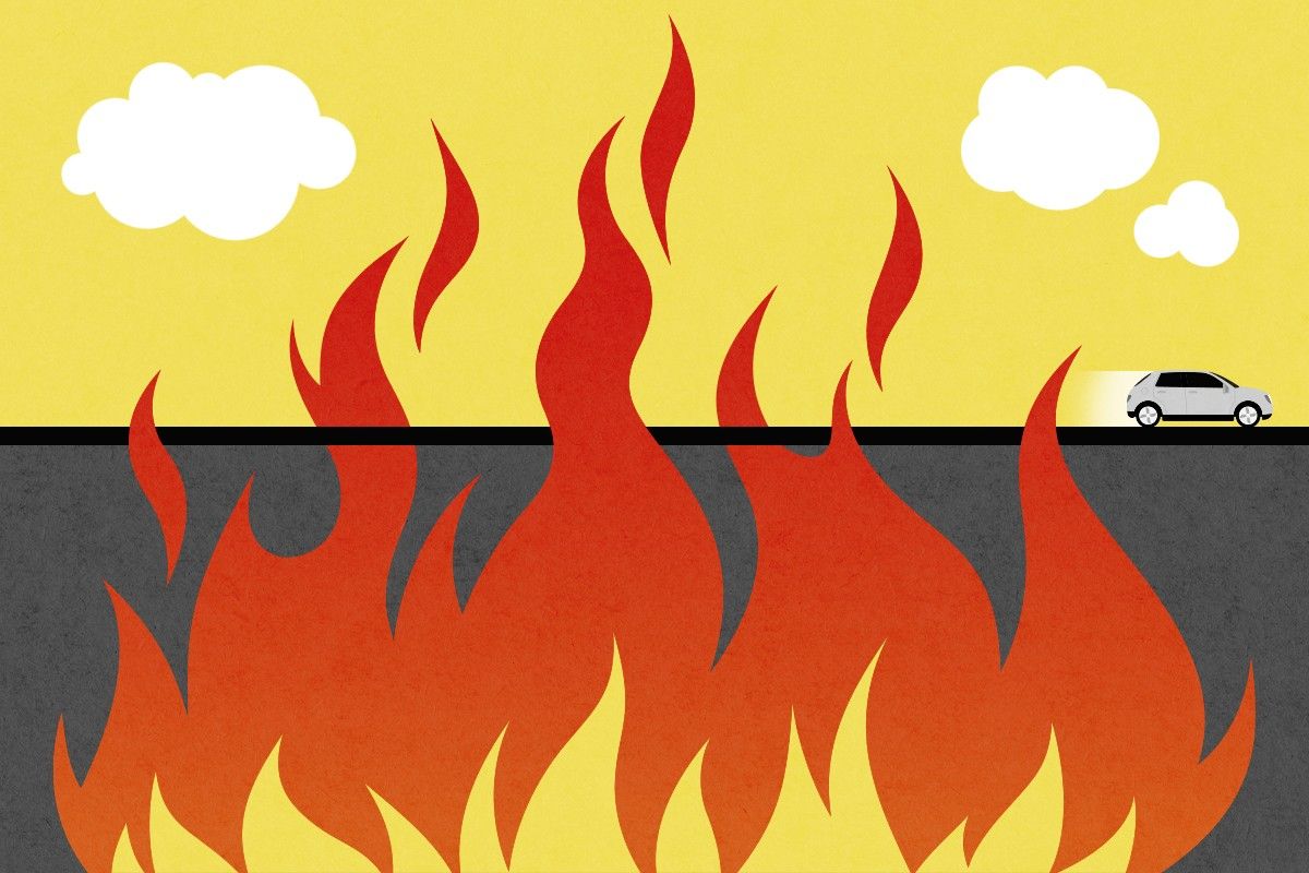 Fleeing a wildfire.
