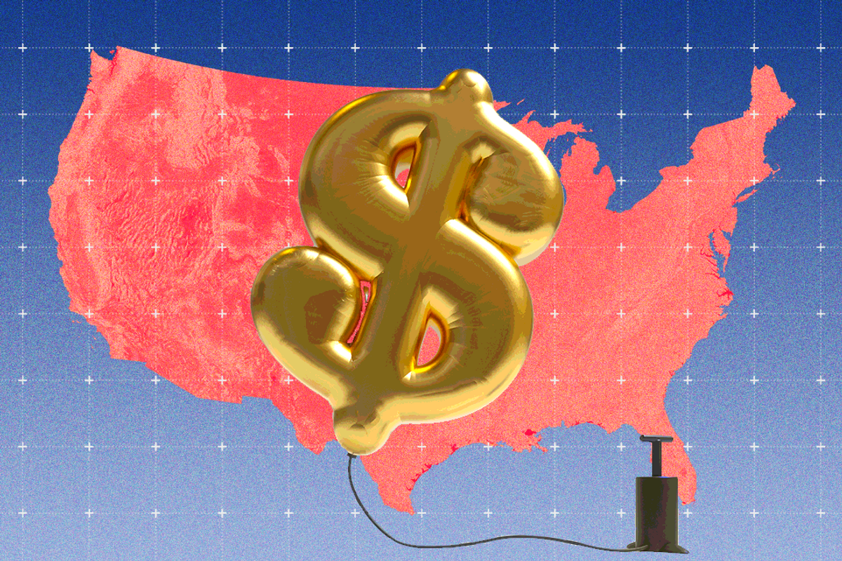 America and a dollar sign.