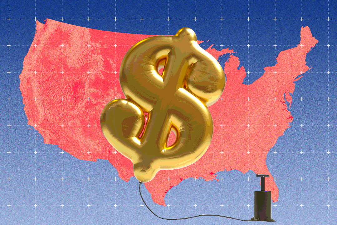 America and a dollar sign.