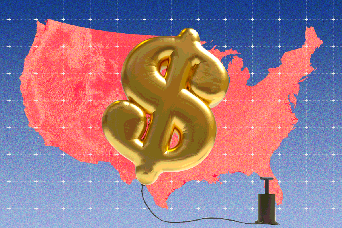 America and a dollar sign.