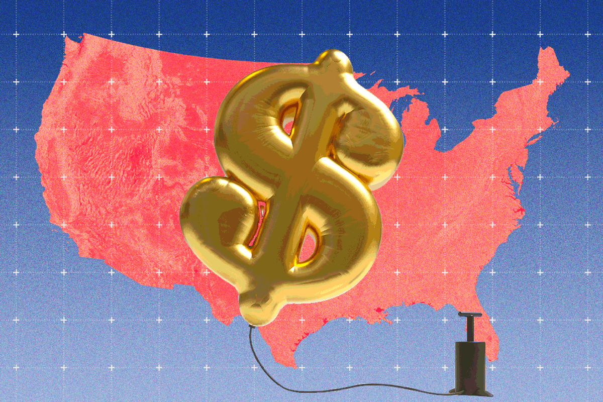 America and a dollar sign.