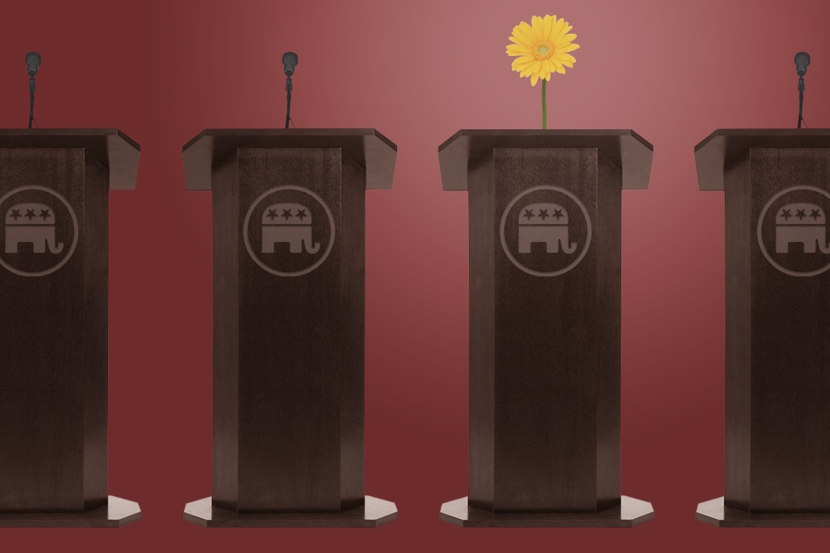Debate podiums.