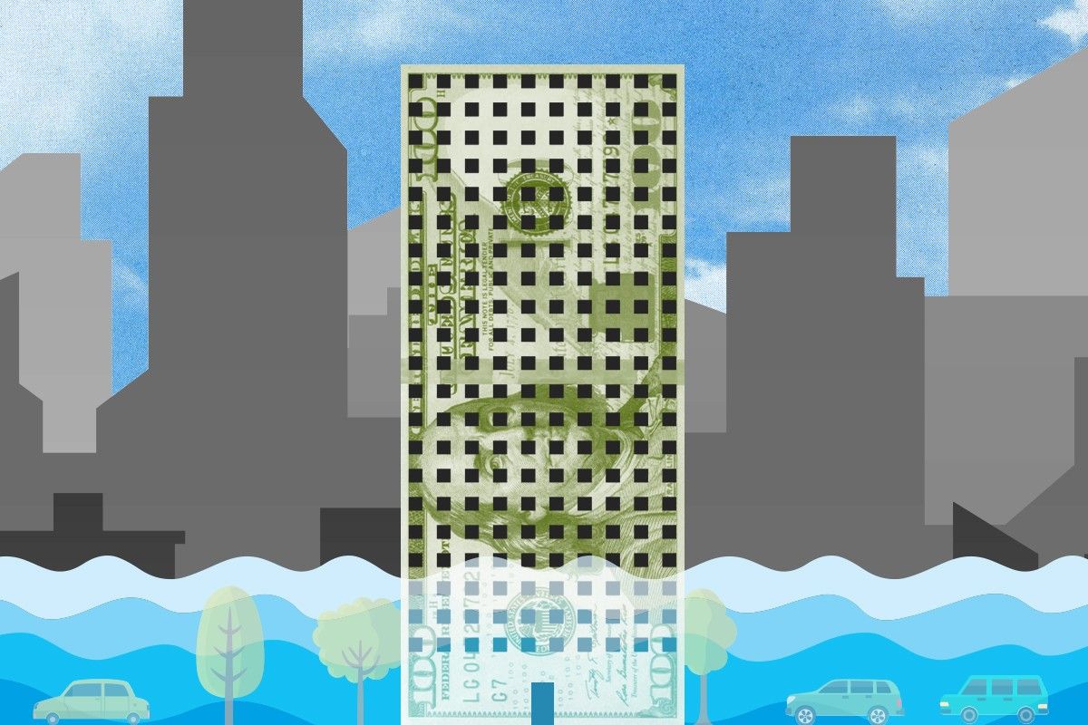 Buildings underwater.
