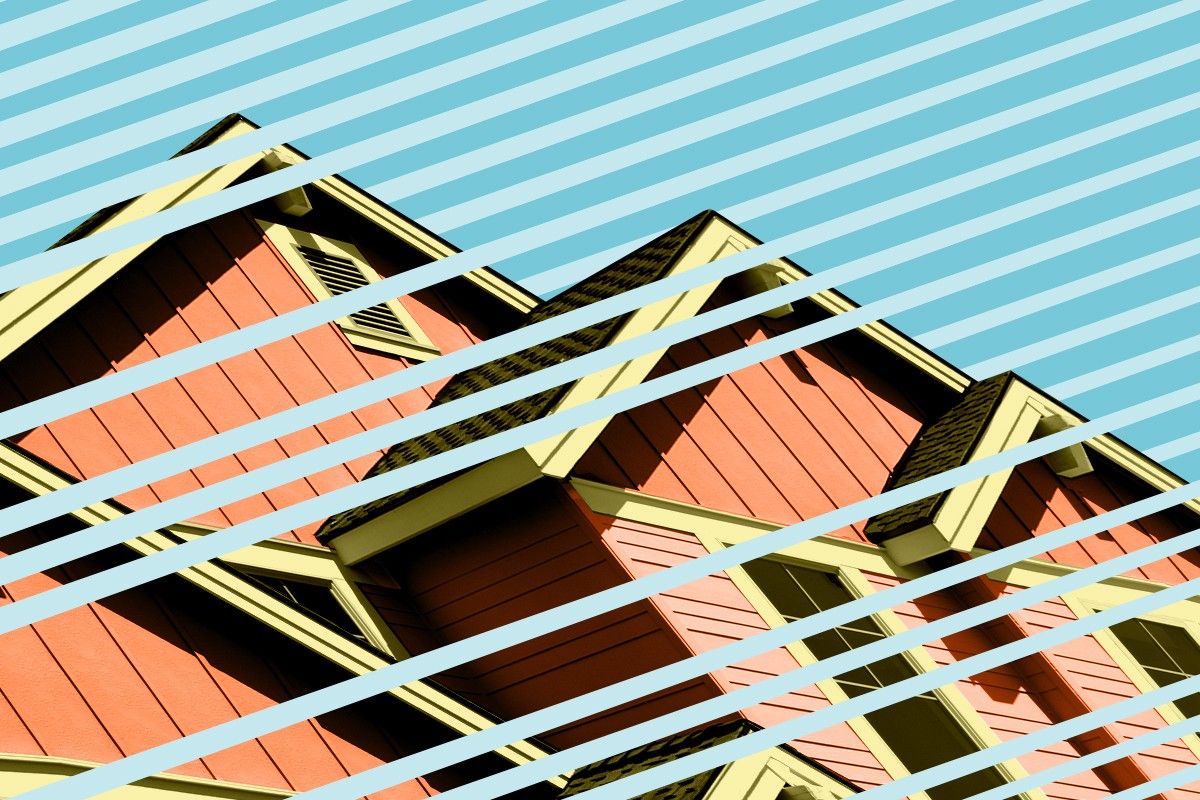 A house being blown by wind.