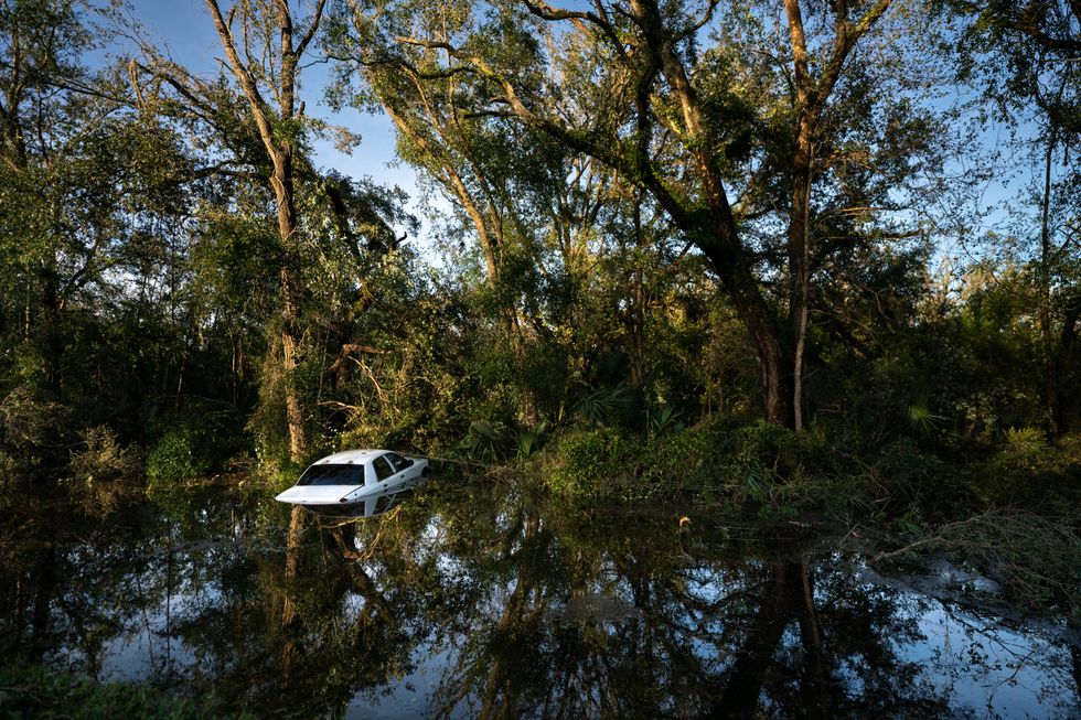 A submerged car.