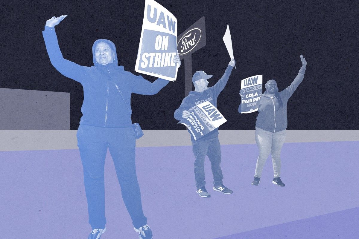 Striking autoworkers.